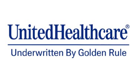 United Healthcare logo with the words "Underwritten by Golden Rule" written in blue on a white background
